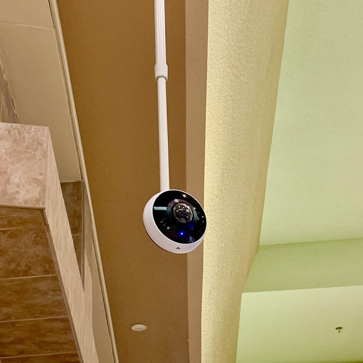 Security camera mounted on pole at Jefferson Mall in Louisville